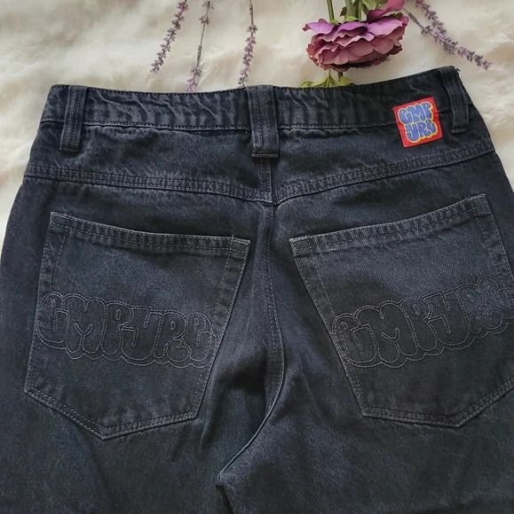 Black Denim Jeans with Embroidered Logo - Picture 4 of 8